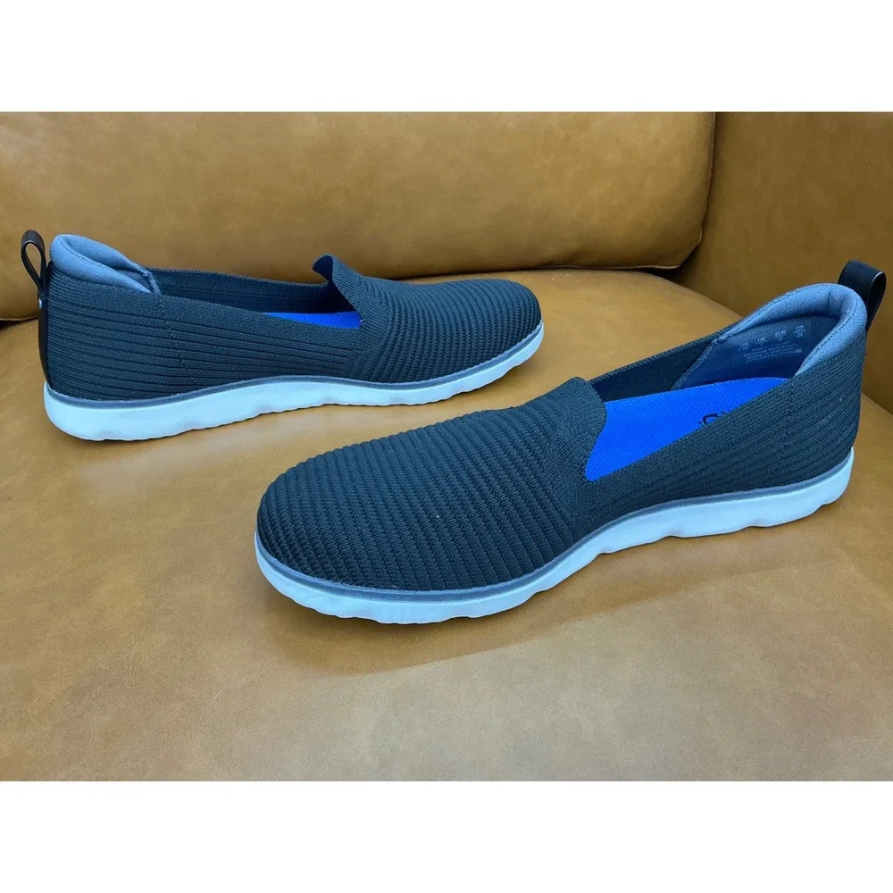 Ryka Effortless Slip On Shoes Women 7.5 Black Washable Knit Sneakers